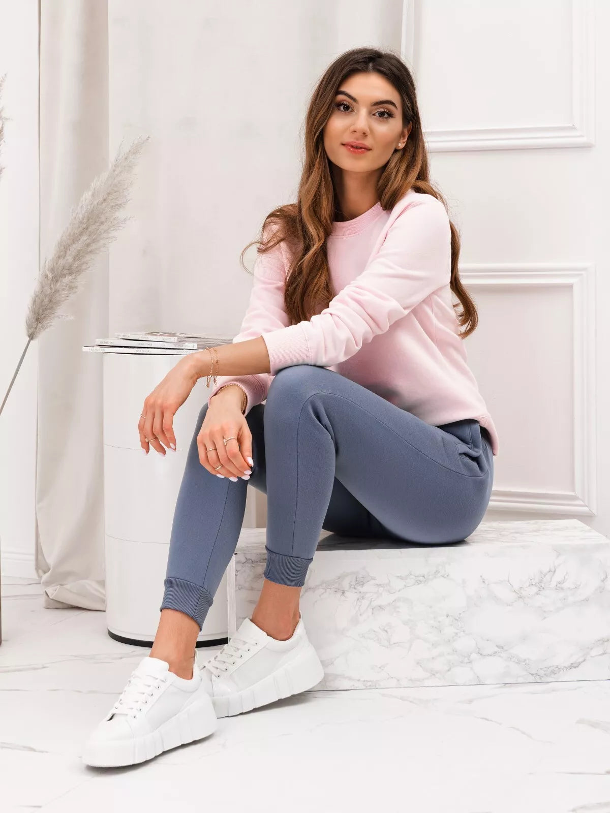 Moteriškos mėlynos spalvos laisvalaikio kelnės Lilit