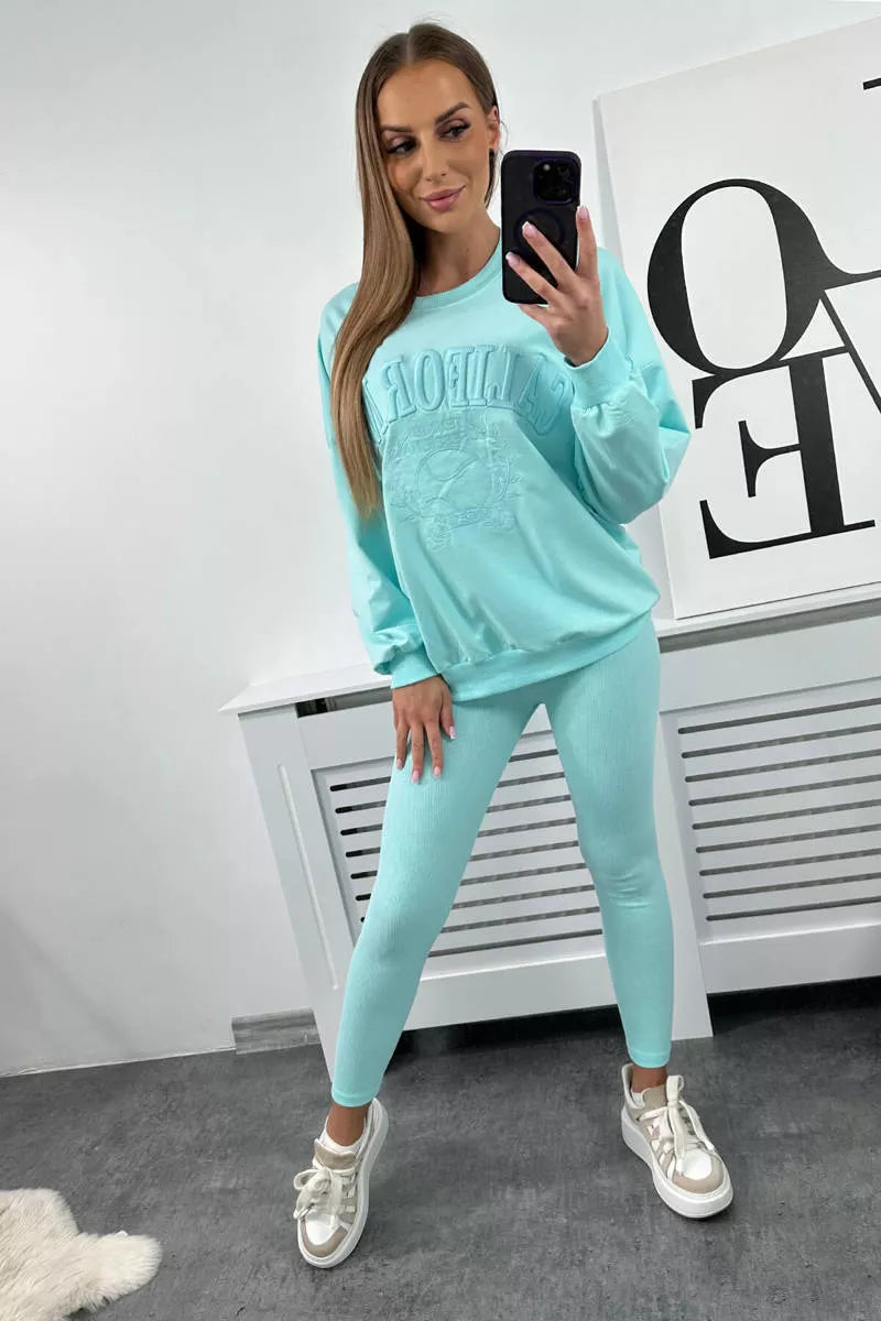 Moteriškas mėtinės spalvos komplektas California