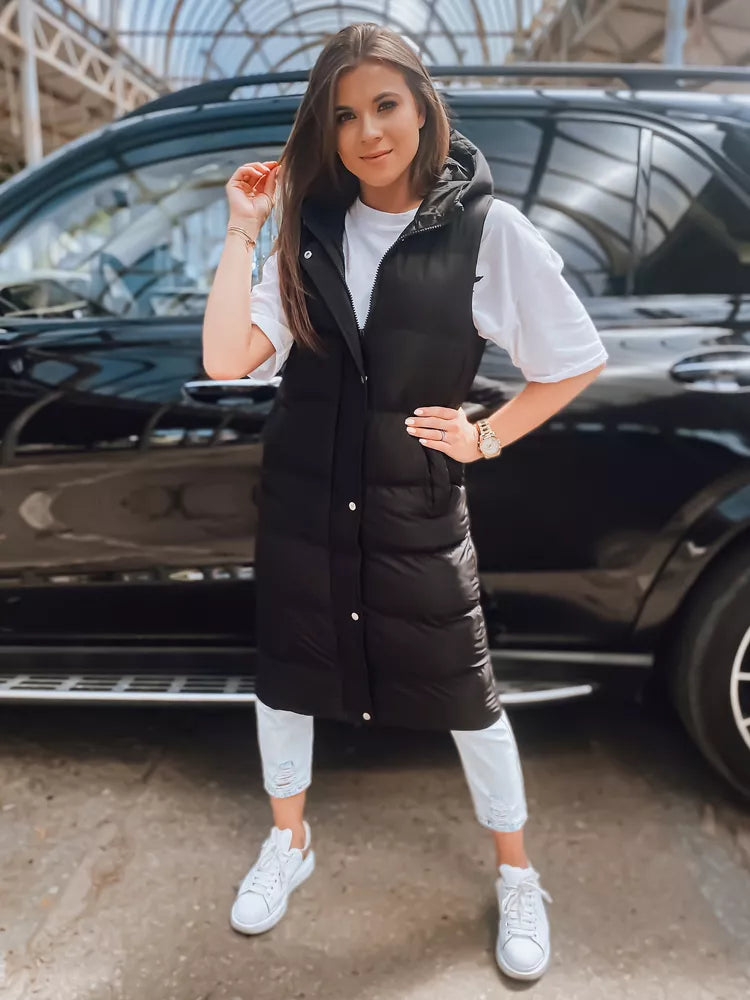 Juoda moteriška liemenė su gobtuvu Luves