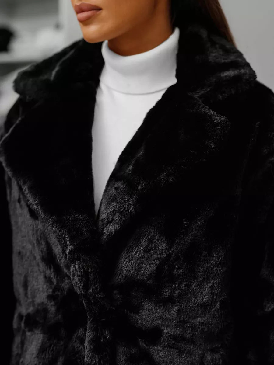 Moteriškas juodos spalvos paltas Klara