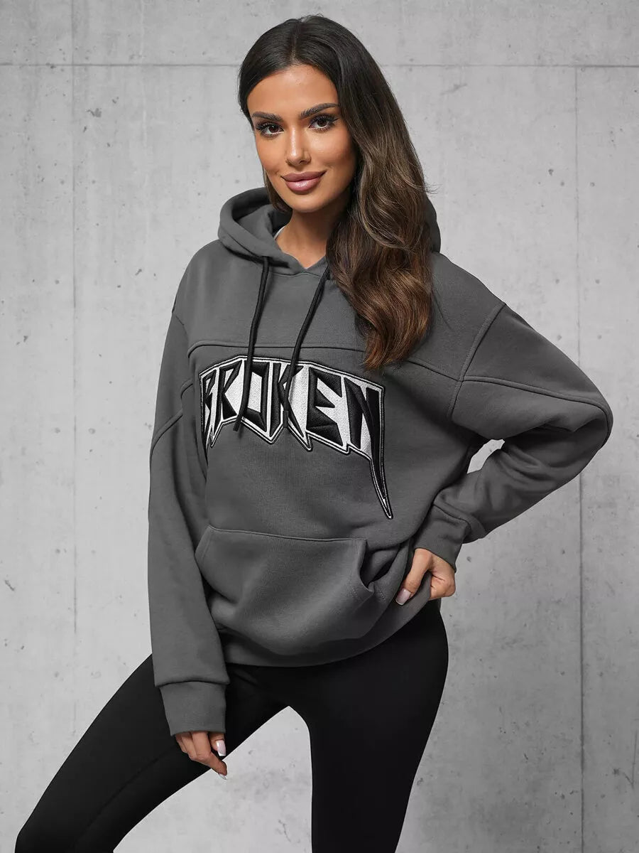 Moteriškas pilkas džemperis Broken