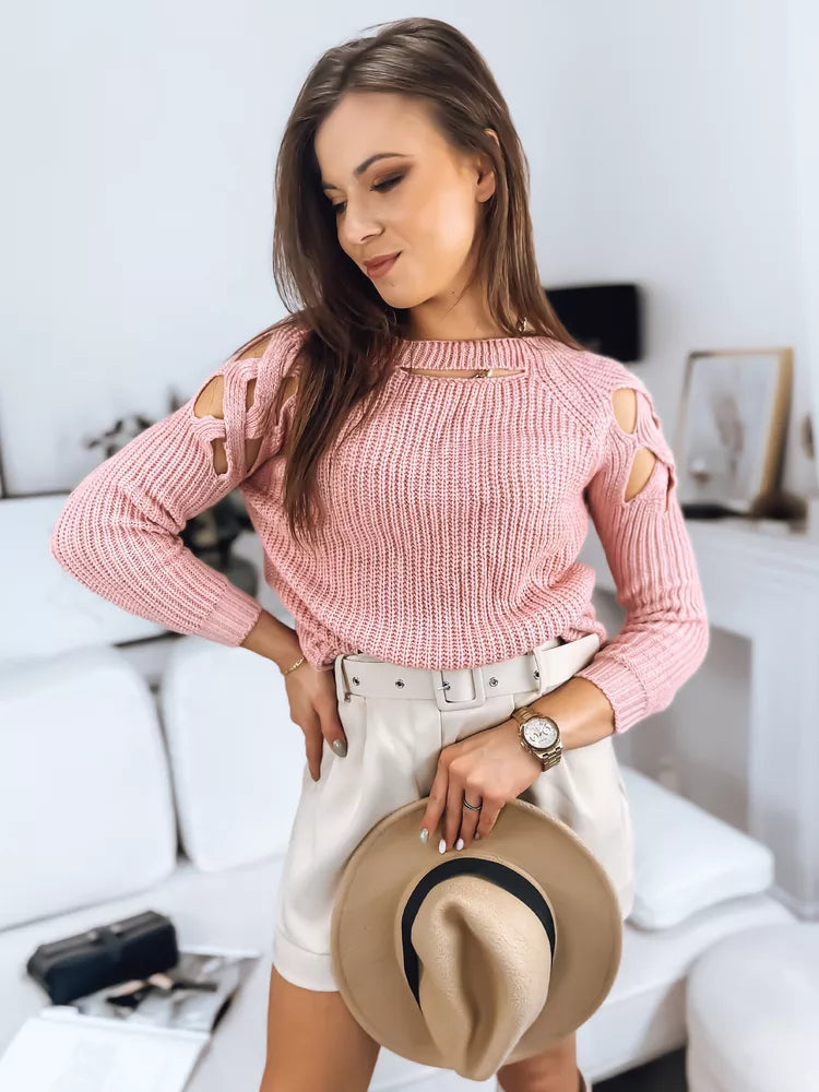 Moteriškas rožinis megztinis Liucin