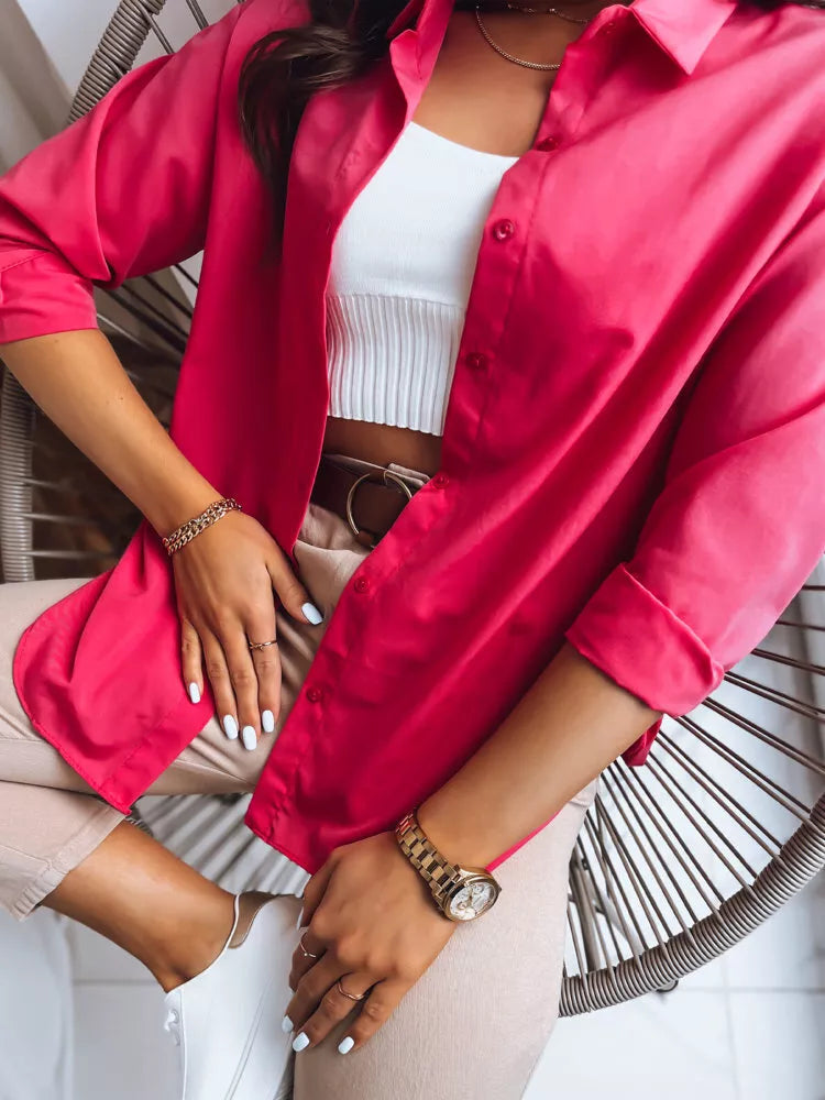 Moteriški rožiniai marškiniai Comfy