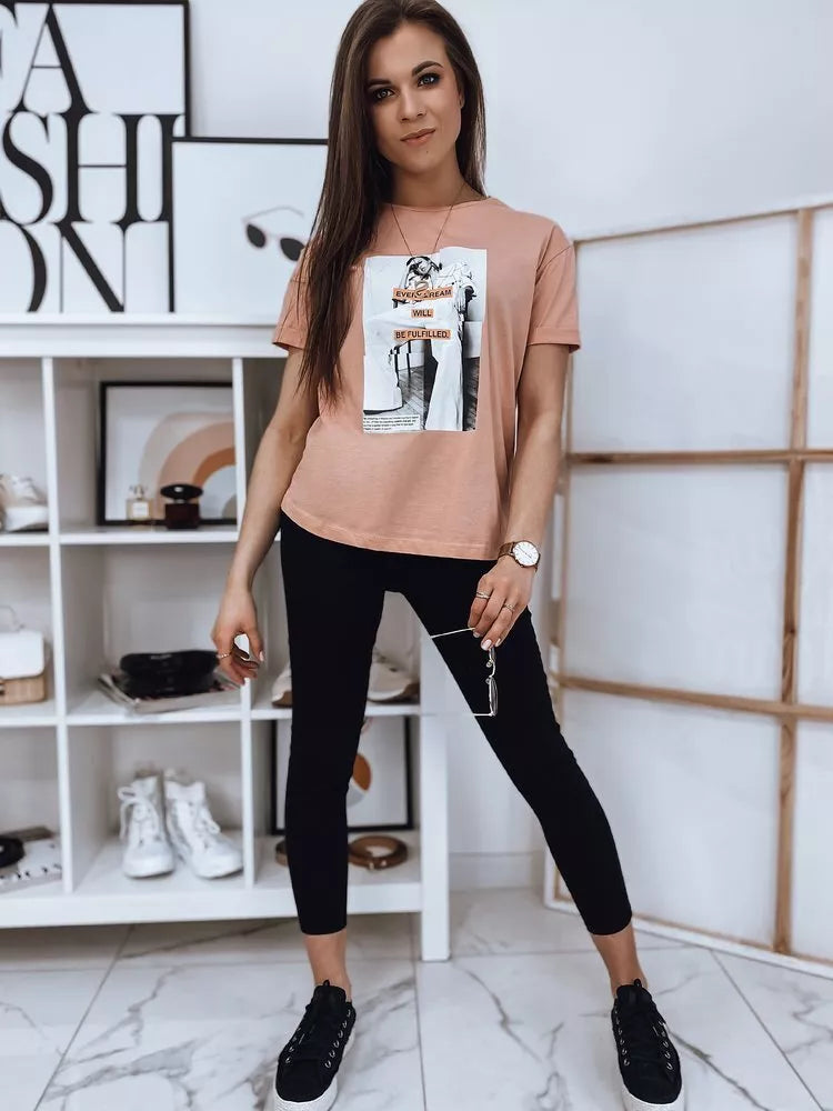 Moteriški  ružavos spalvos marškinėliai Dream