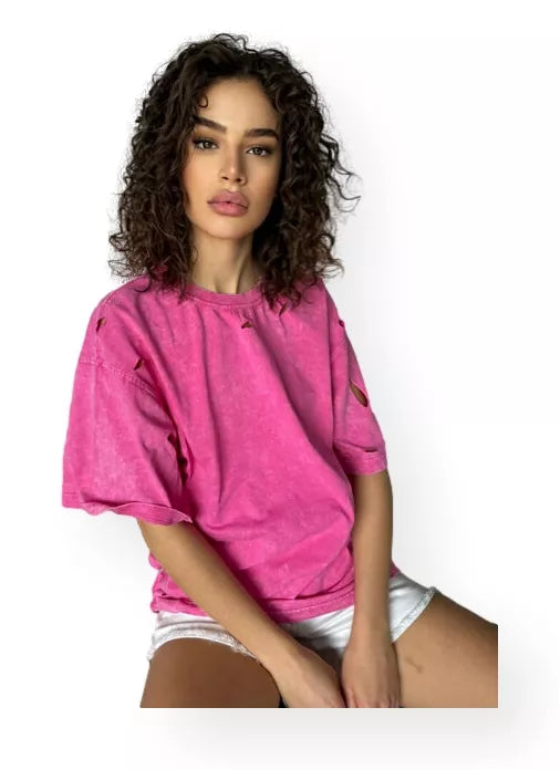 Moteriški rožiniai marškinėliai Tubas