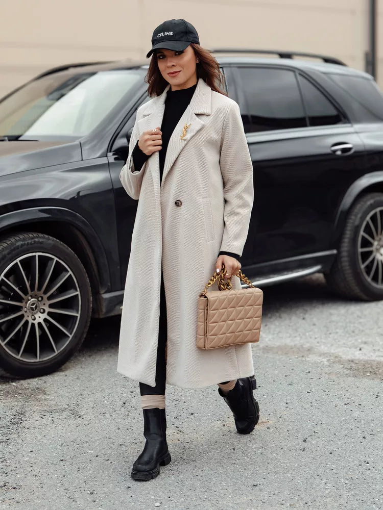 Moteriška smėlinės spalvos paltas Abel