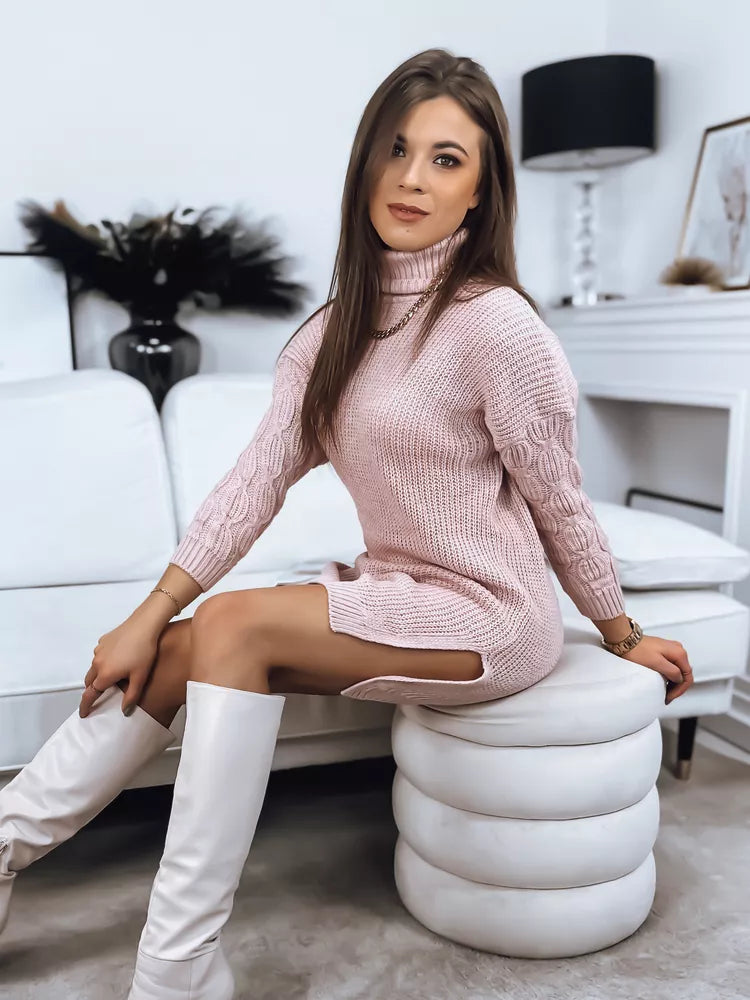 Moteriška megzta rožinė suknelė Piron