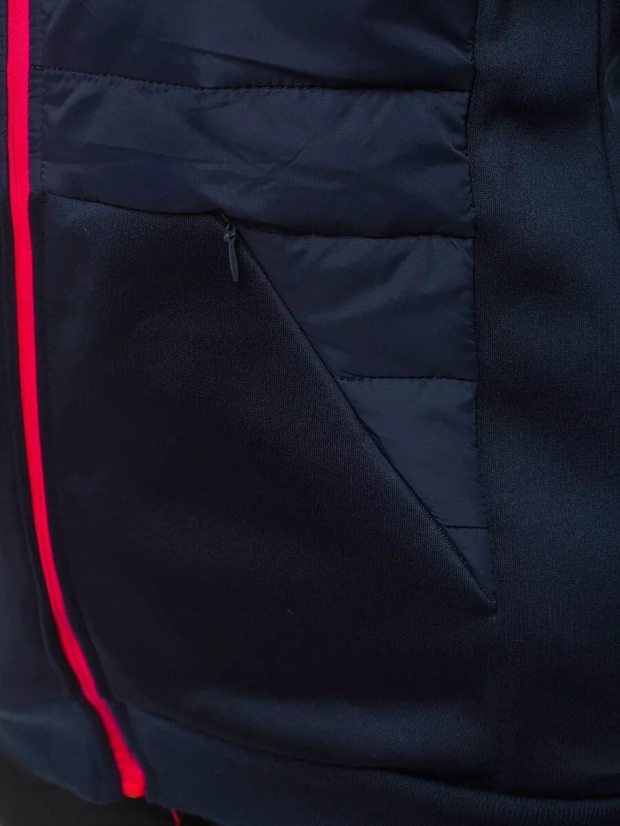 Moteriška tamsiai mėlyna striukė su rožine detale Lepi