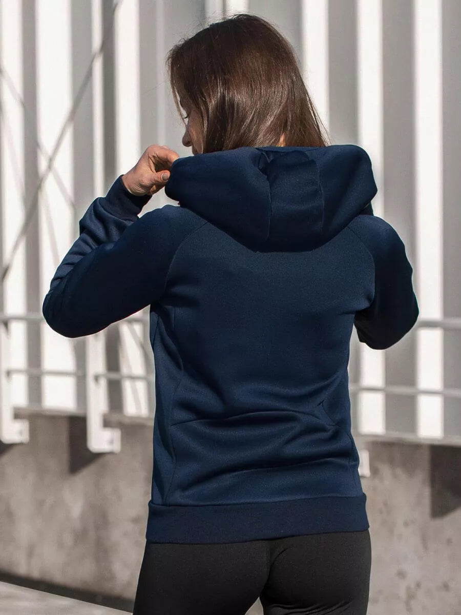 Moteriška tamsiai mėlyna striukė su rožine detale Lepi