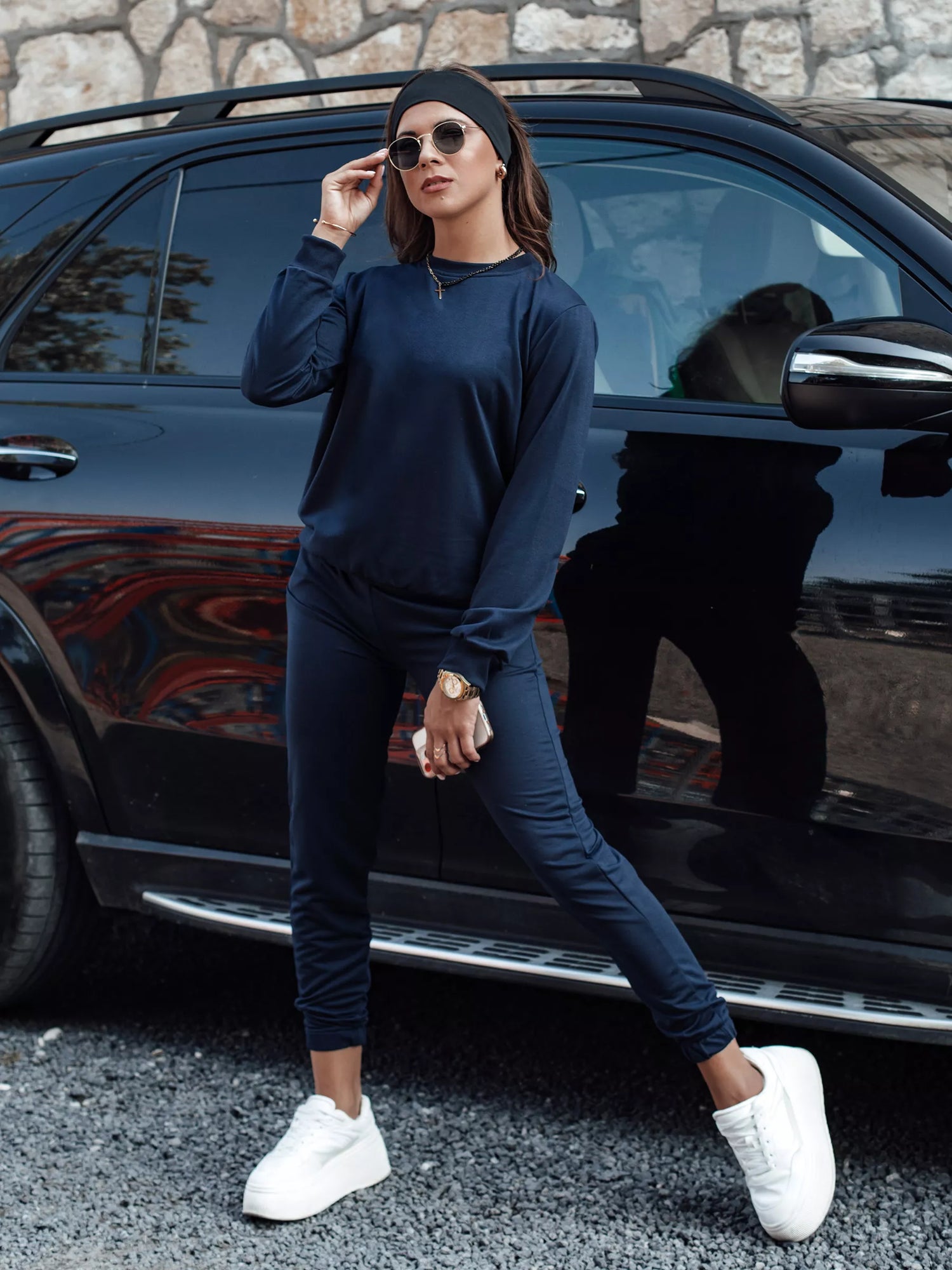 Moteriškas tamsiai mėlynas komplektas Milin