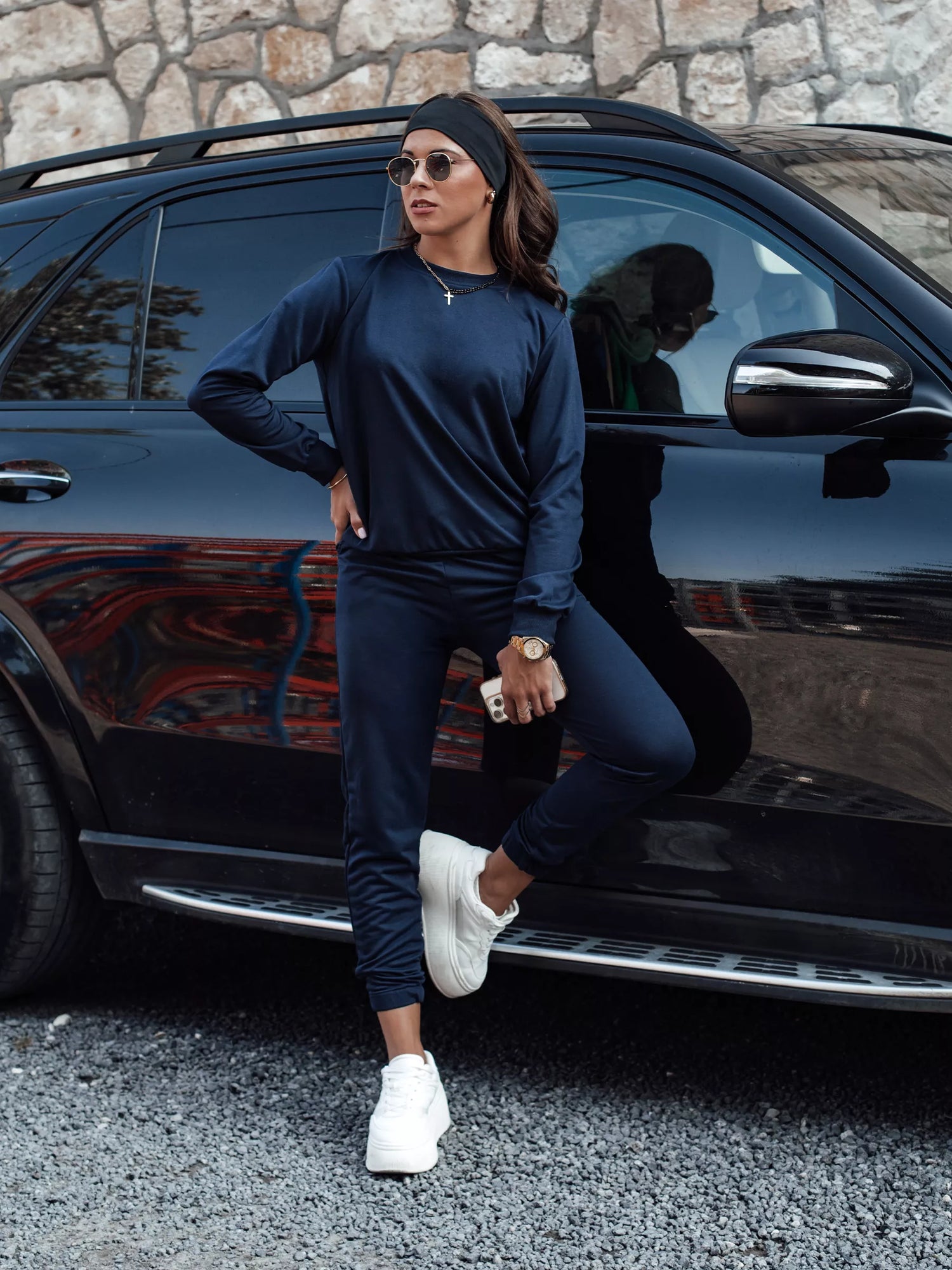 Moteriškas tamsiai mėlynas komplektas Milin