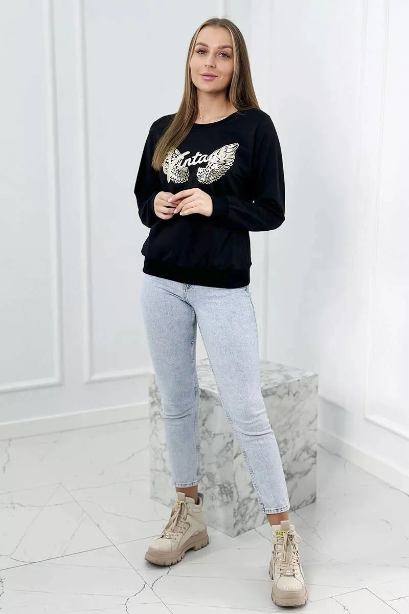 Moteriškas juodas džemperis Vintage