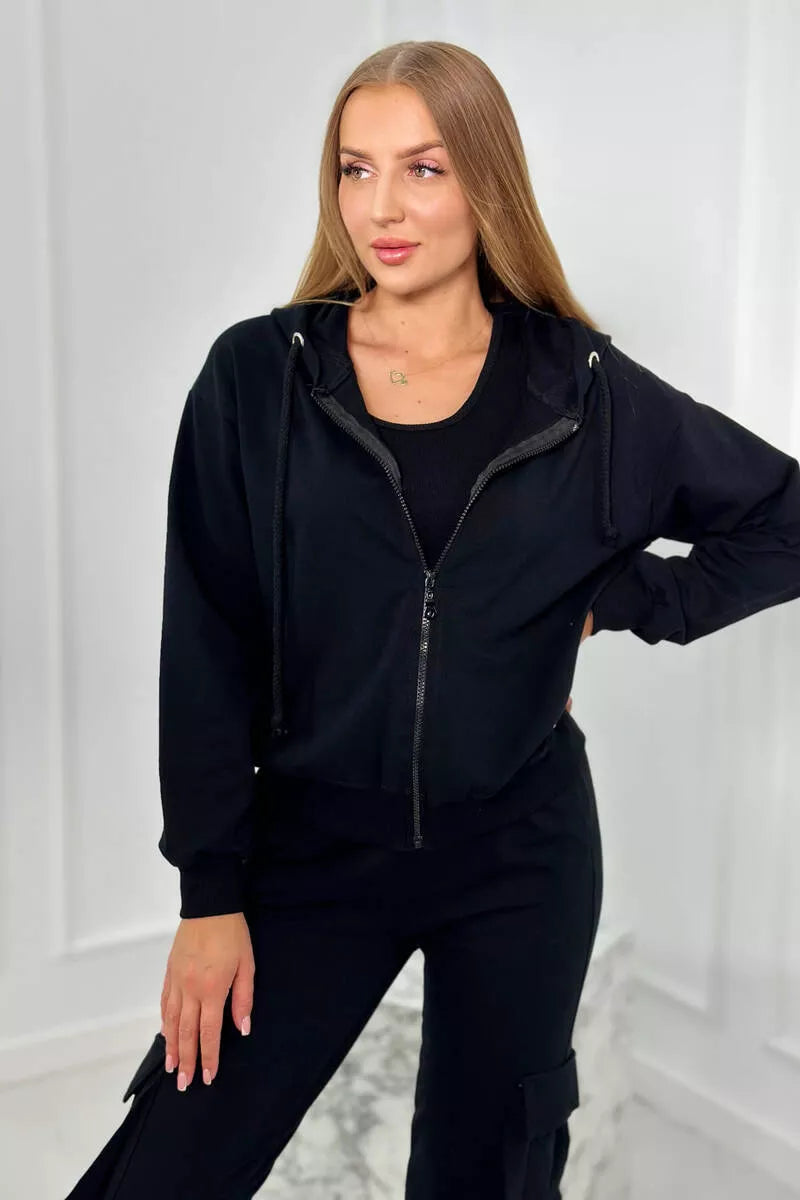 Trijų dalių moteriškas juodas komplektas Lovet