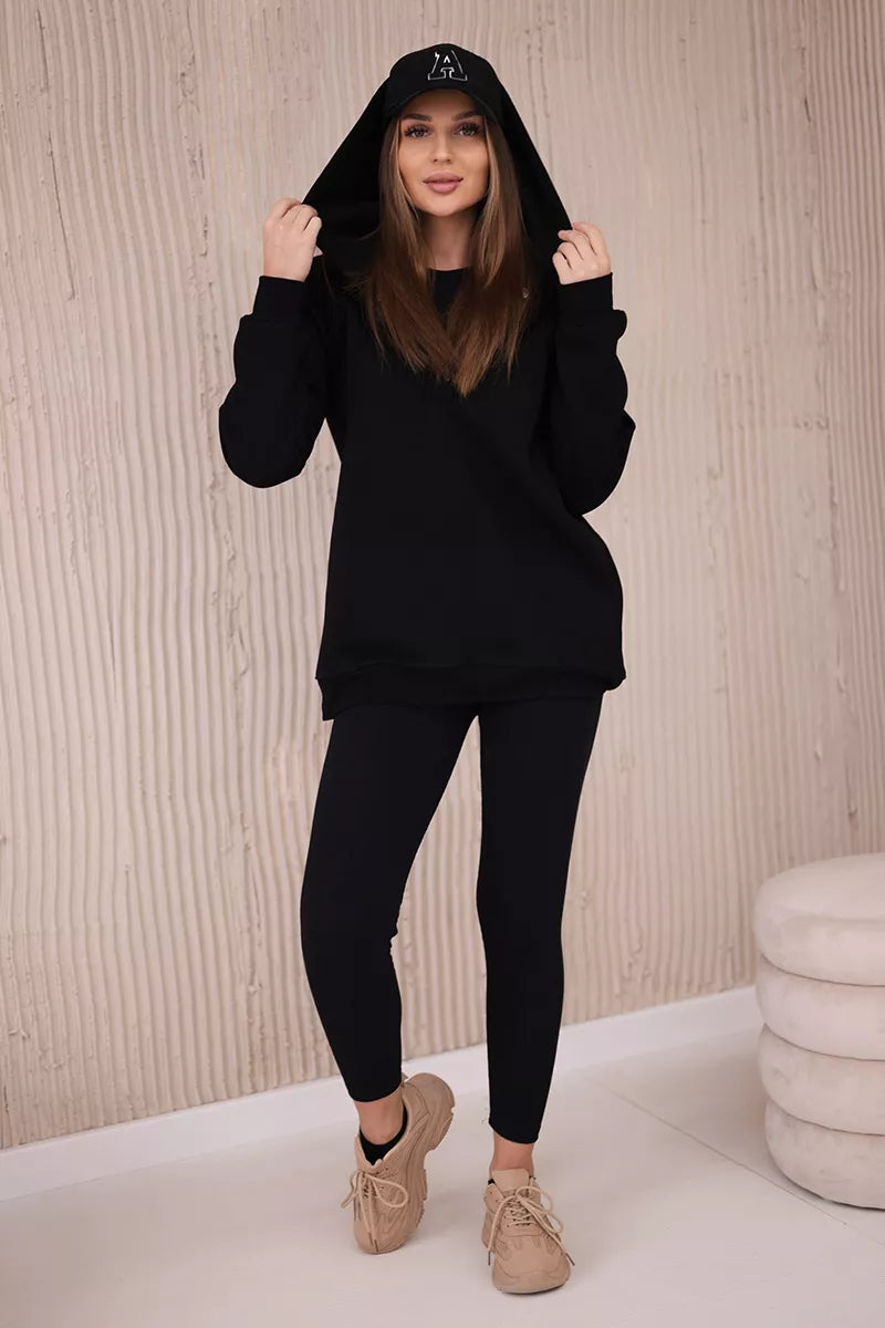 Trijų dalių moteriškas juodas komplektas Sitin