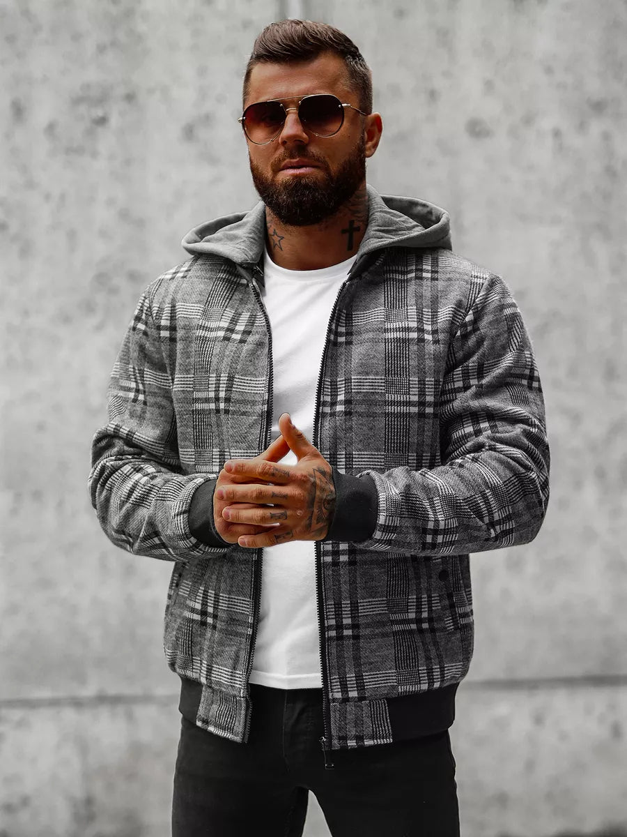 Tamsiai pilka marškinių tipo vyriška striukė su gobtuvu Rori