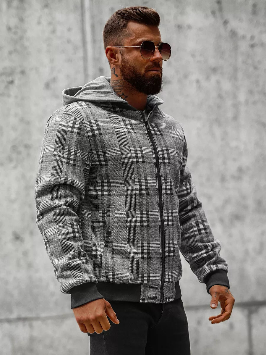 Tamsiai pilka marškinių tipo vyriška striukė su gobtuvu Rori