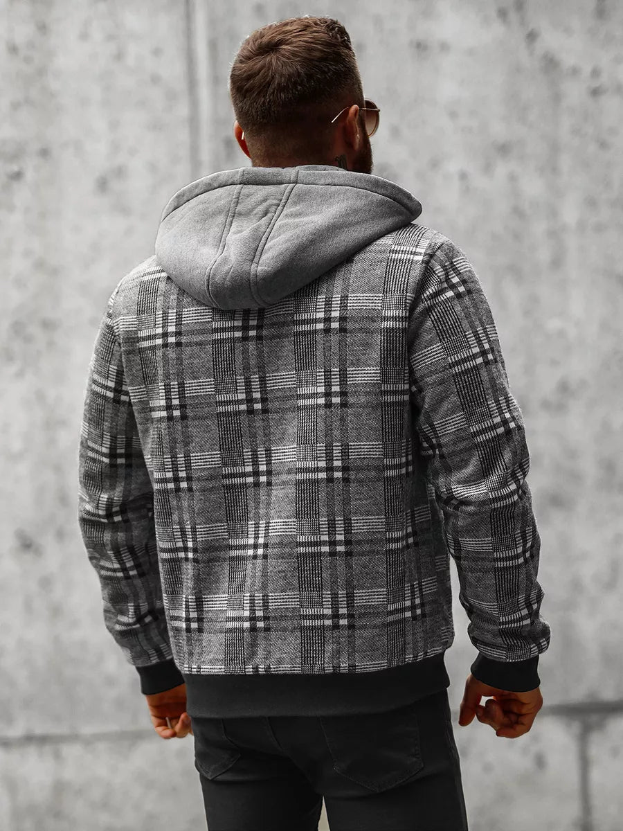 Tamsiai pilka marškinių tipo vyriška striukė su gobtuvu Rori