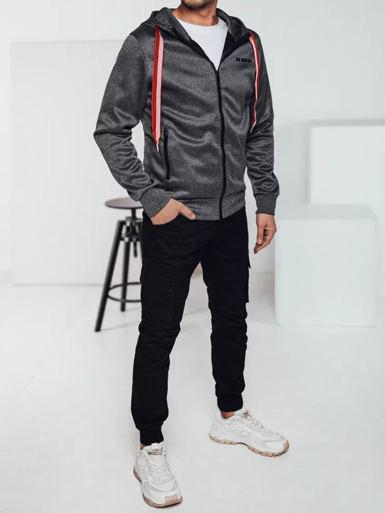 Tamsiai pilkas vyriškas džemperis Ziper