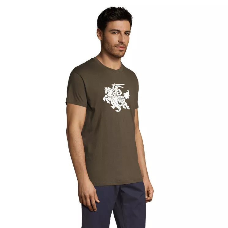 Tamsiai žali vyriški marškinėliai VYTIS baltas