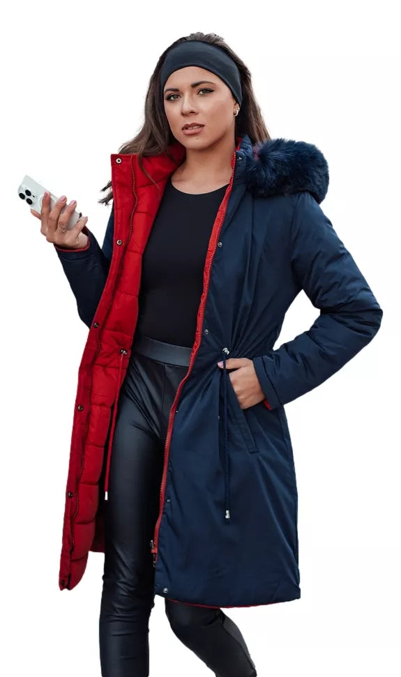 Tamsiai mėlyna moteriška dvipusė striukė Adnel