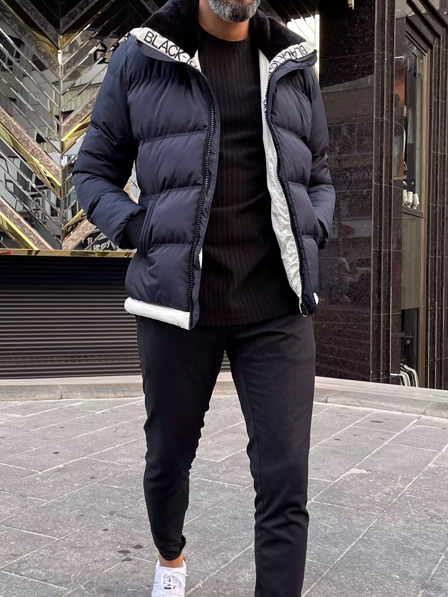 Tamsiai mėlyna vyriška striukė be gobtuvo Tido