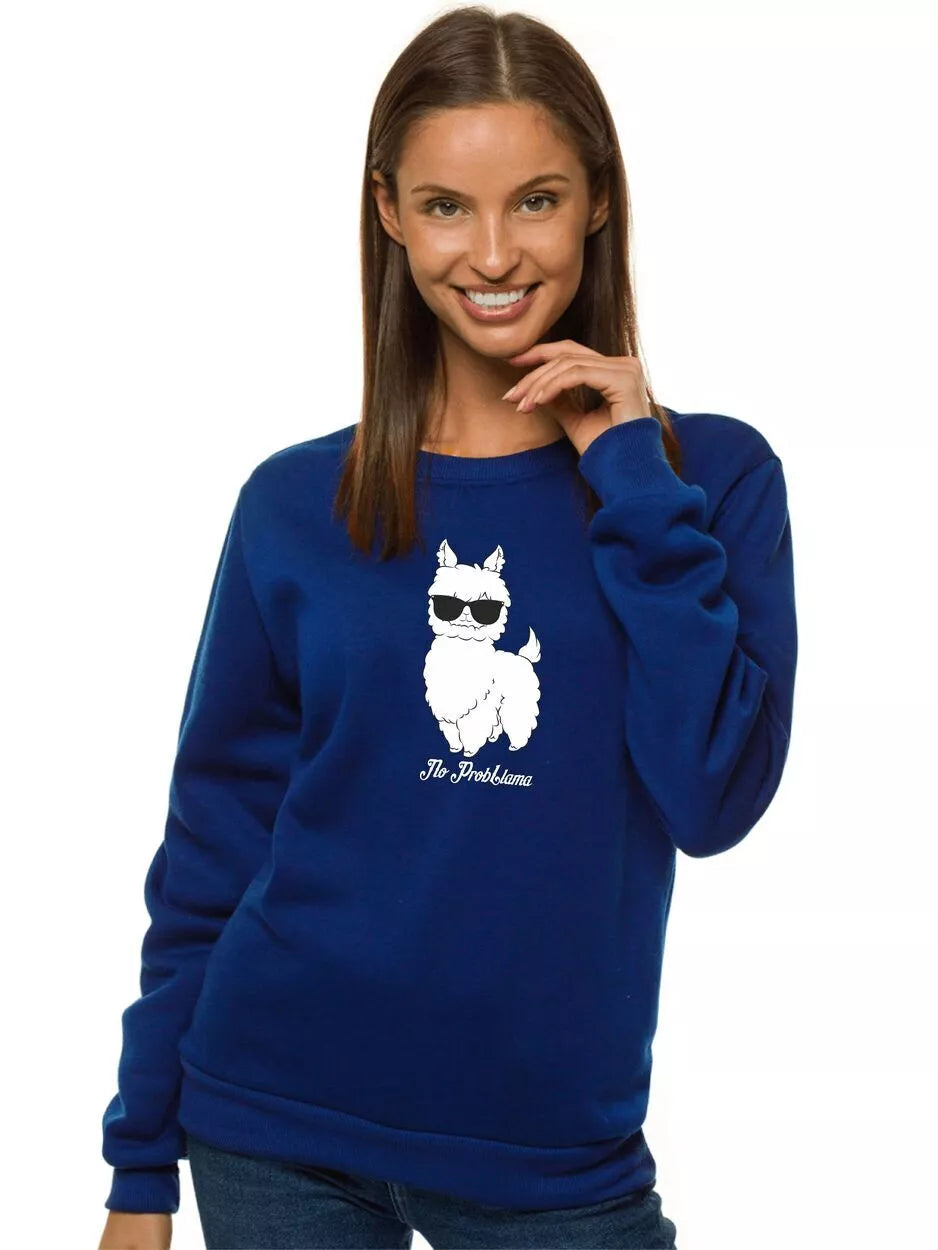 Tamsiai mėlynas moteriškas džemperis be gobtuvo No ProbLama