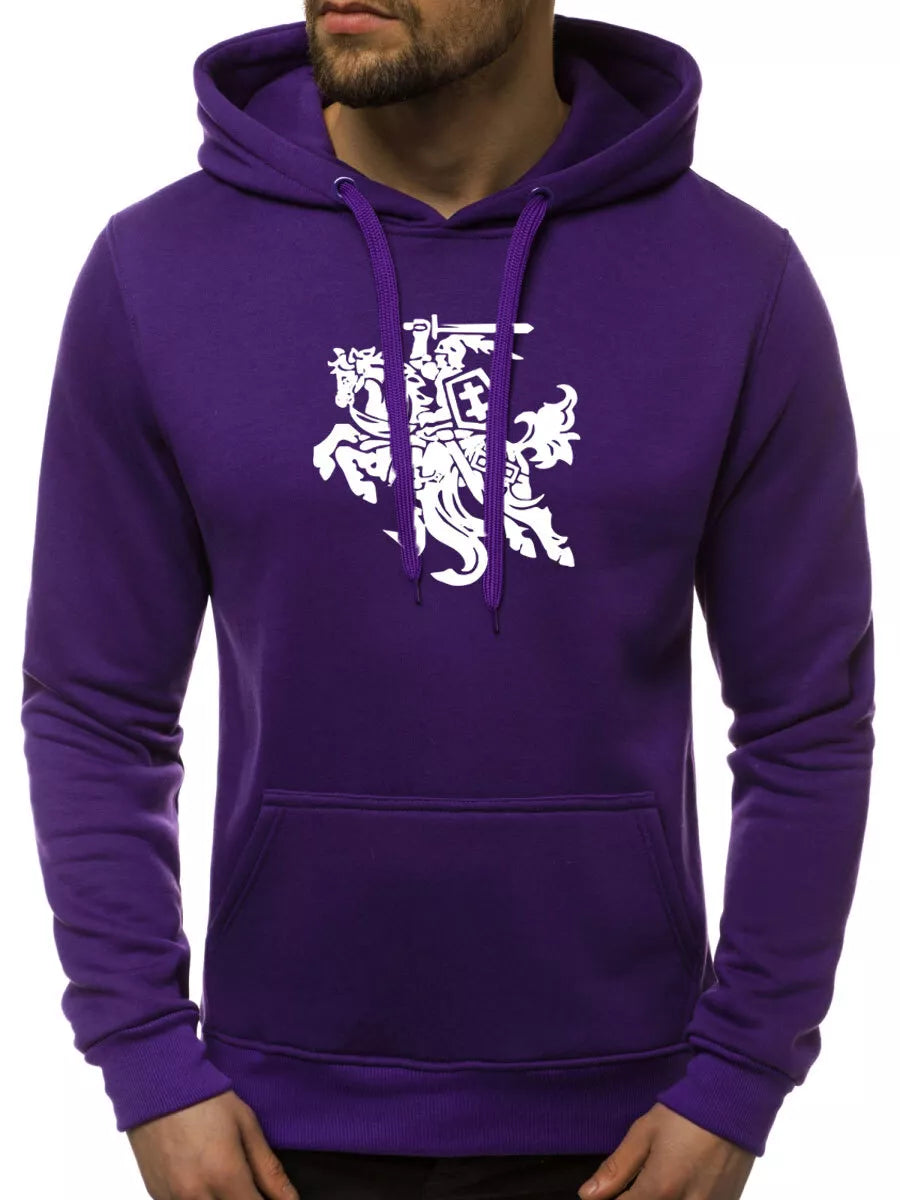 Violetinės spalvos vyriškas džemperis su gobtuvu Vytis