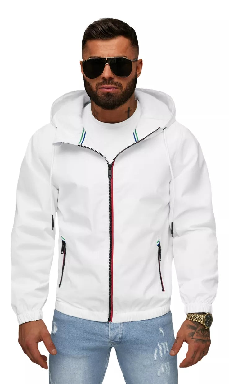 Vyriška balta striukė su gobtuvu Pyter