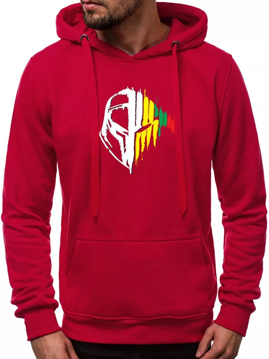 Bordo spalvos vyriškas džemperis su gobtuvu Riteris