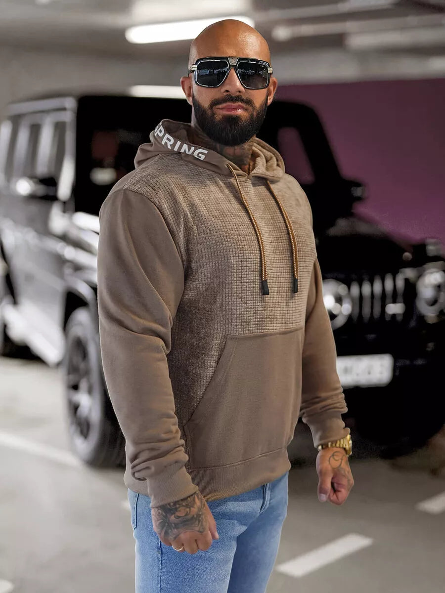 Vyriškas rudas džemperis su gobtuvu Carl