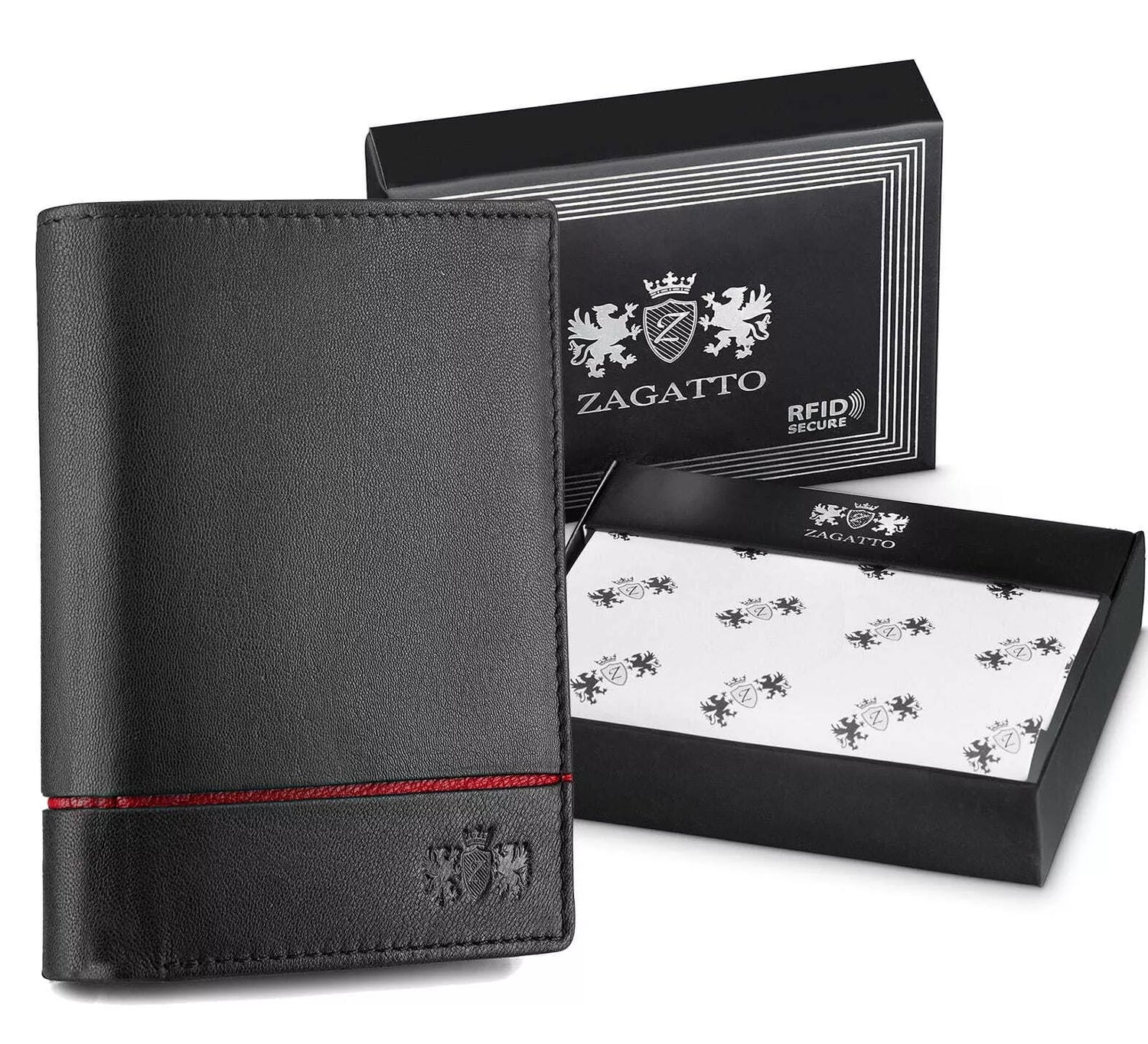 Vyriška piniginė iš natūralios odos Duger (su raudona detale)