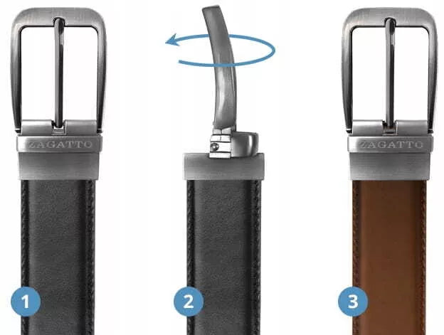 Vyriškas dvipusis odinis diržas Brandy (juodas/rudas)