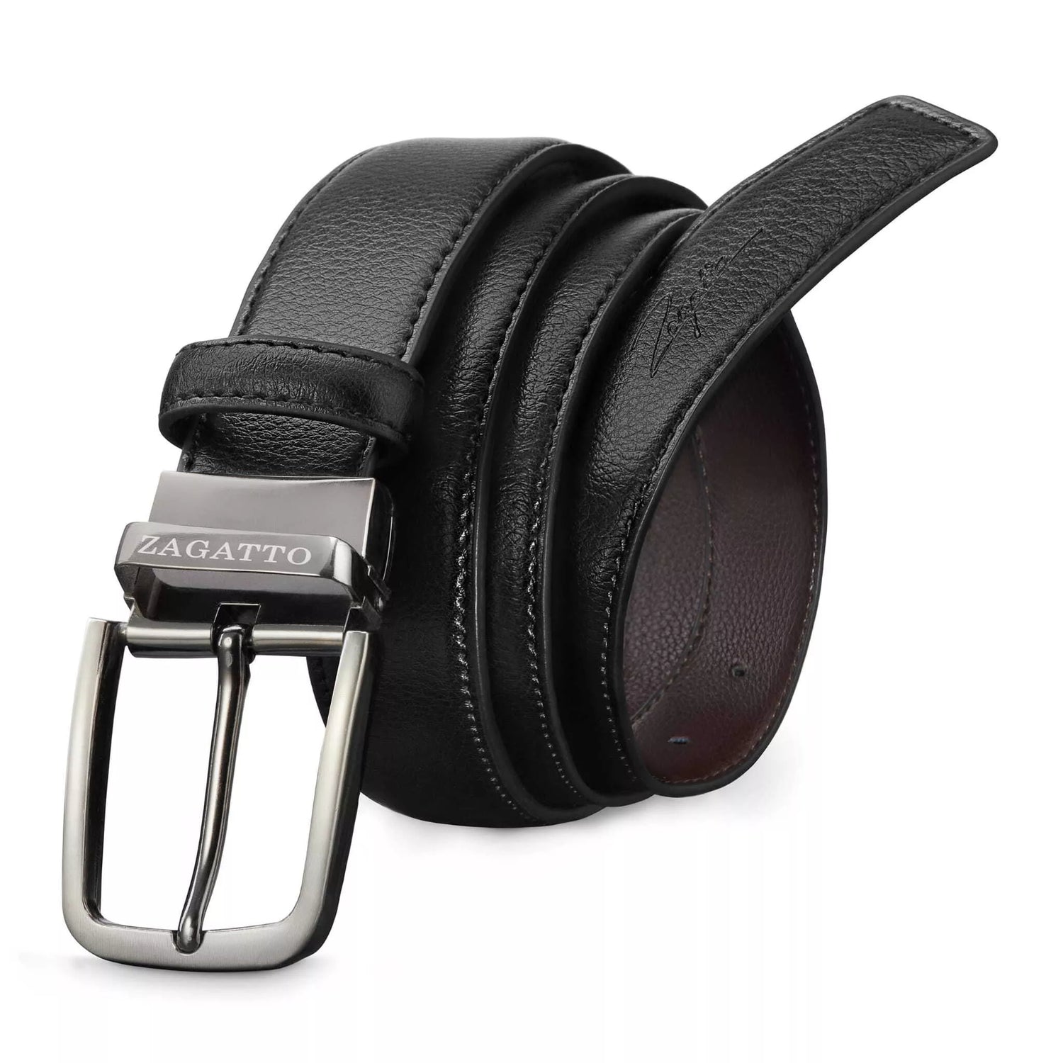 Vyriškas dvipusis odinis diržas Brandy (juodas/rudas)