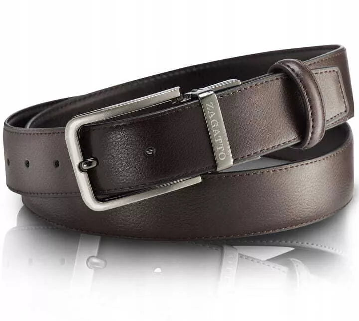 Vyriškas dvipusis odinis diržas Brandy (juodas/rudas)