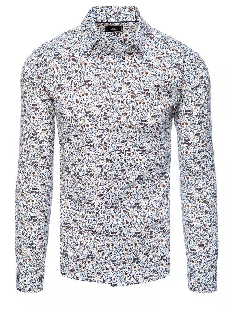 Vyriški gelėti balti marškiniai Forel