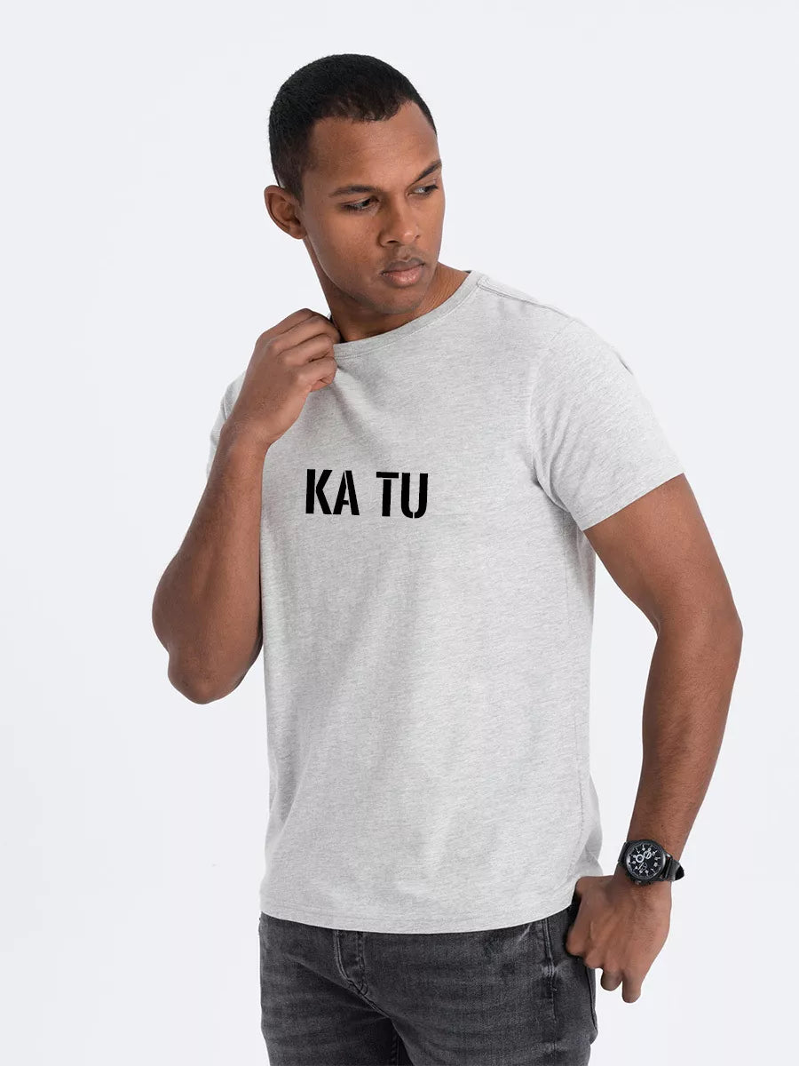 Vyriški šviesiai pilki marškinėliai KĄ TU