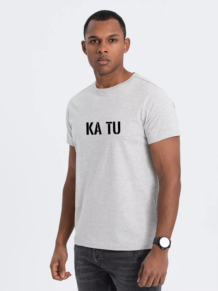 Vyriški šviesiai pilki marškinėliai KĄ TU