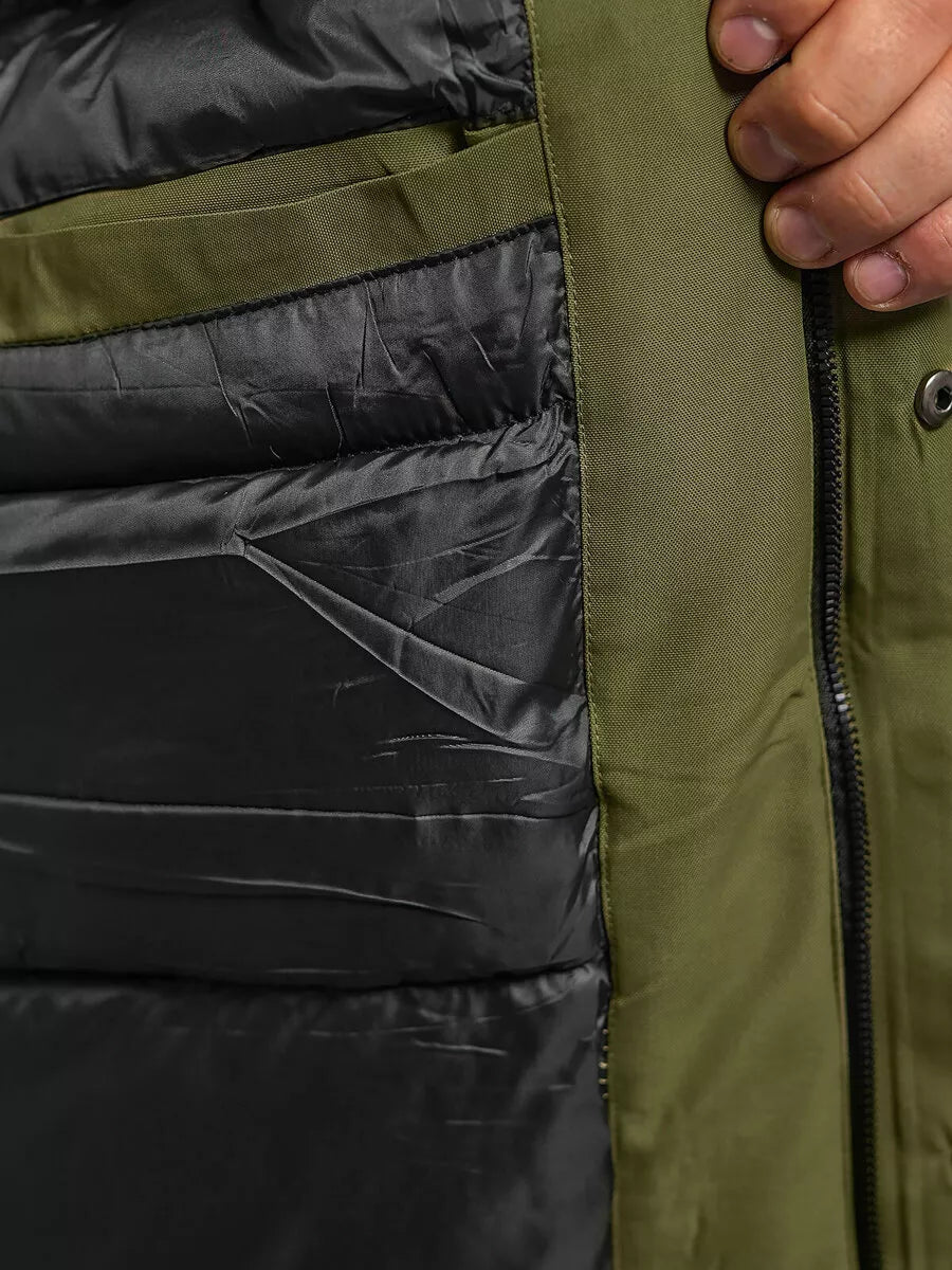 Chaki vyriška striukė su gobtuvu Žiema