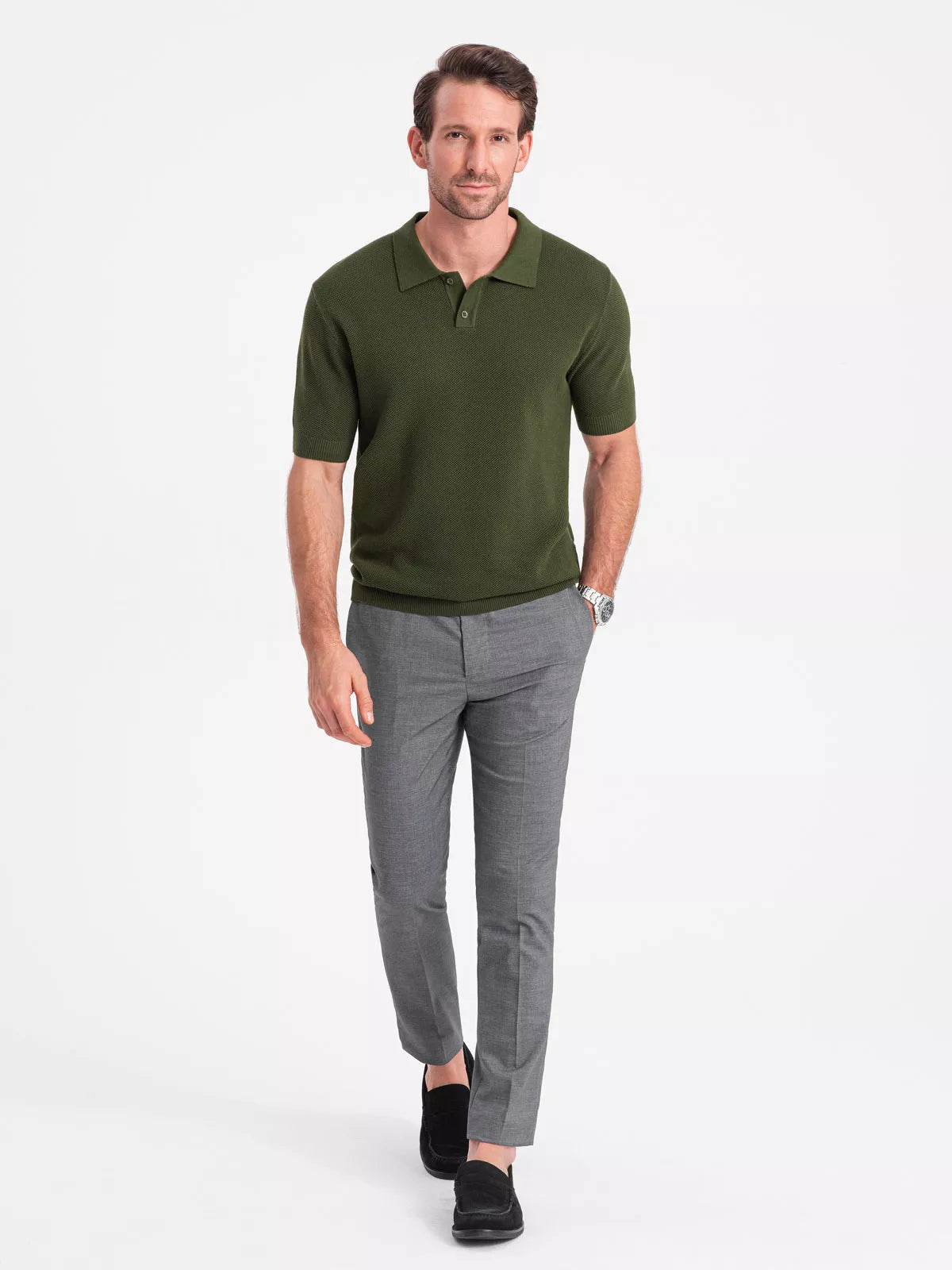 Vyriški chaki spalvos polo marškinėliai Swing