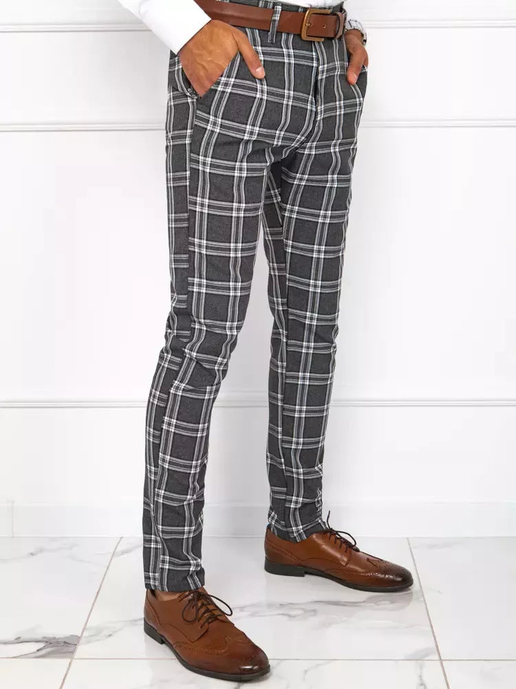 Vyriškos klasikinės tamsiai pilkos kelnės Rinos