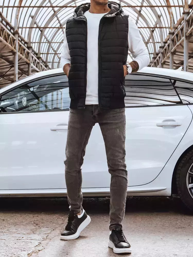 Vyriška juoda liemenė su gobtuvu David