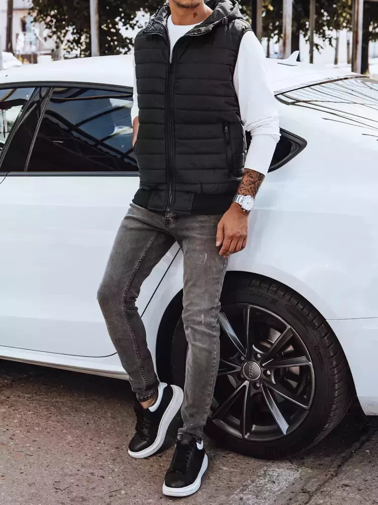 Vyriška juoda liemenė su gobtuvu David