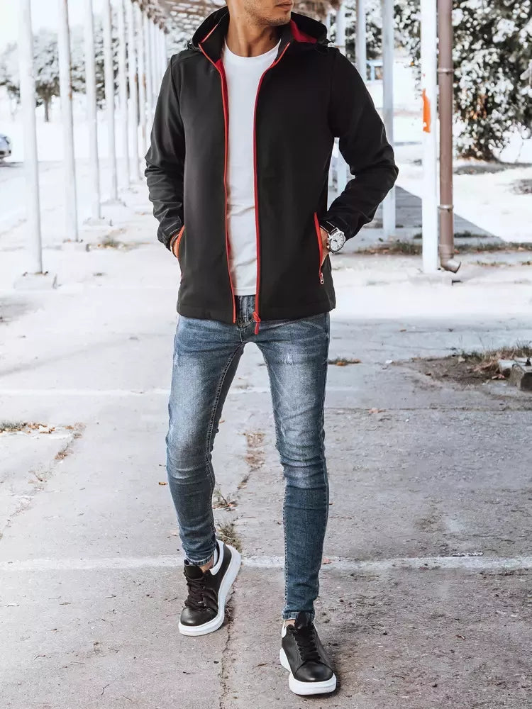 Vyriška juoda striukė su raudonomis detalėmis Arot