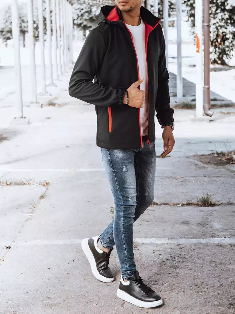 Vyriška juoda striukė su raudonomis detalėmis Arot