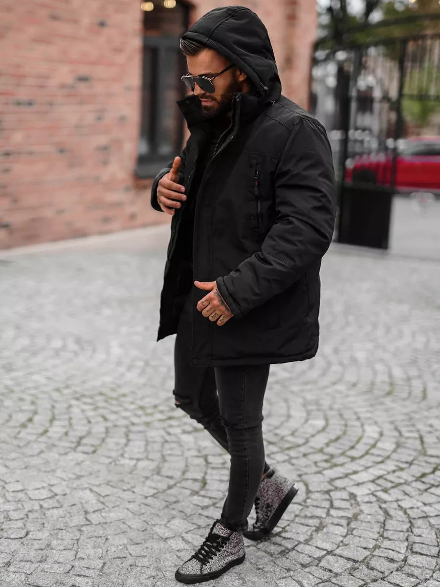 Vyriška juodos spalvos žieminė striukė Mason