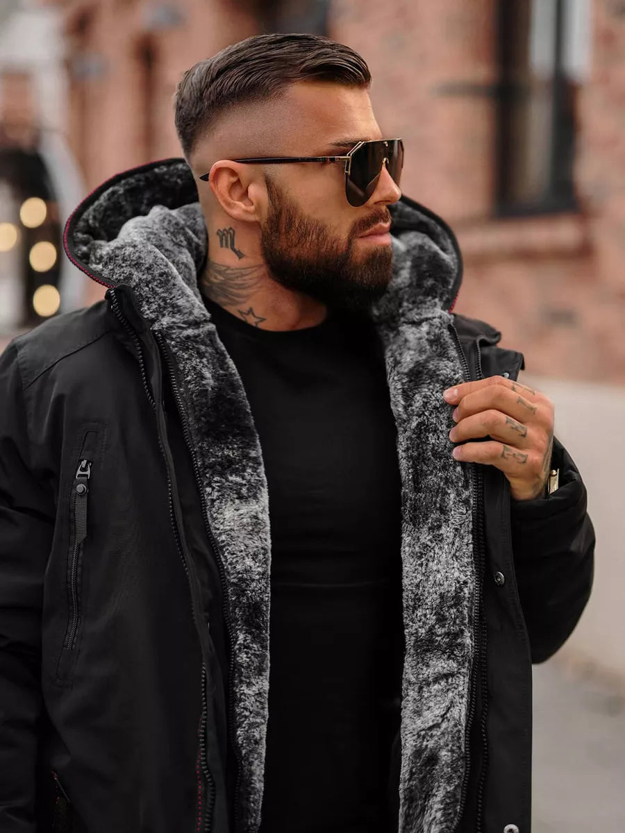 Vyriška juodos spalvos žieminė striukė Max