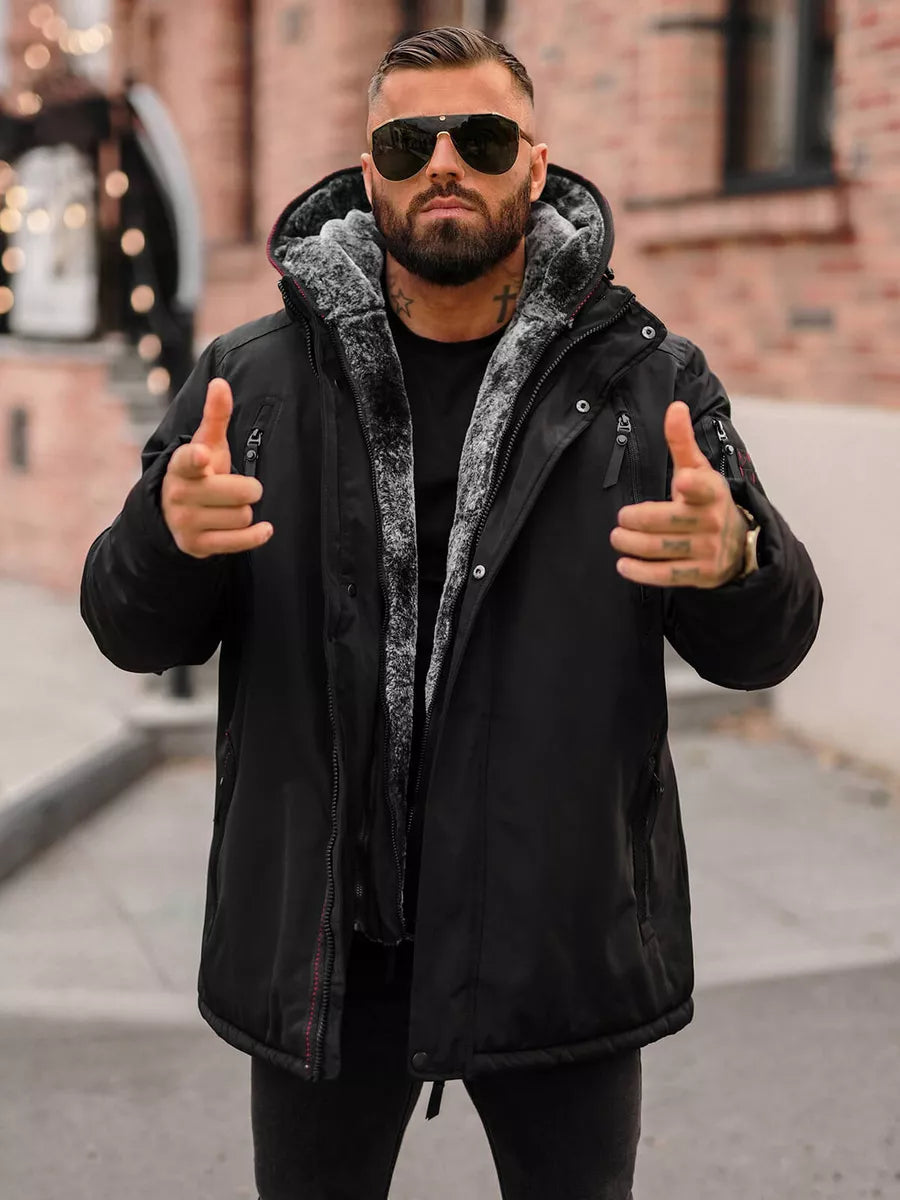 Vyriška juodos spalvos žieminė striukė Max