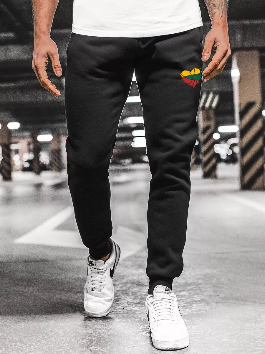 Vyriškos juodos laisvalaikio kelnės LTU širdis