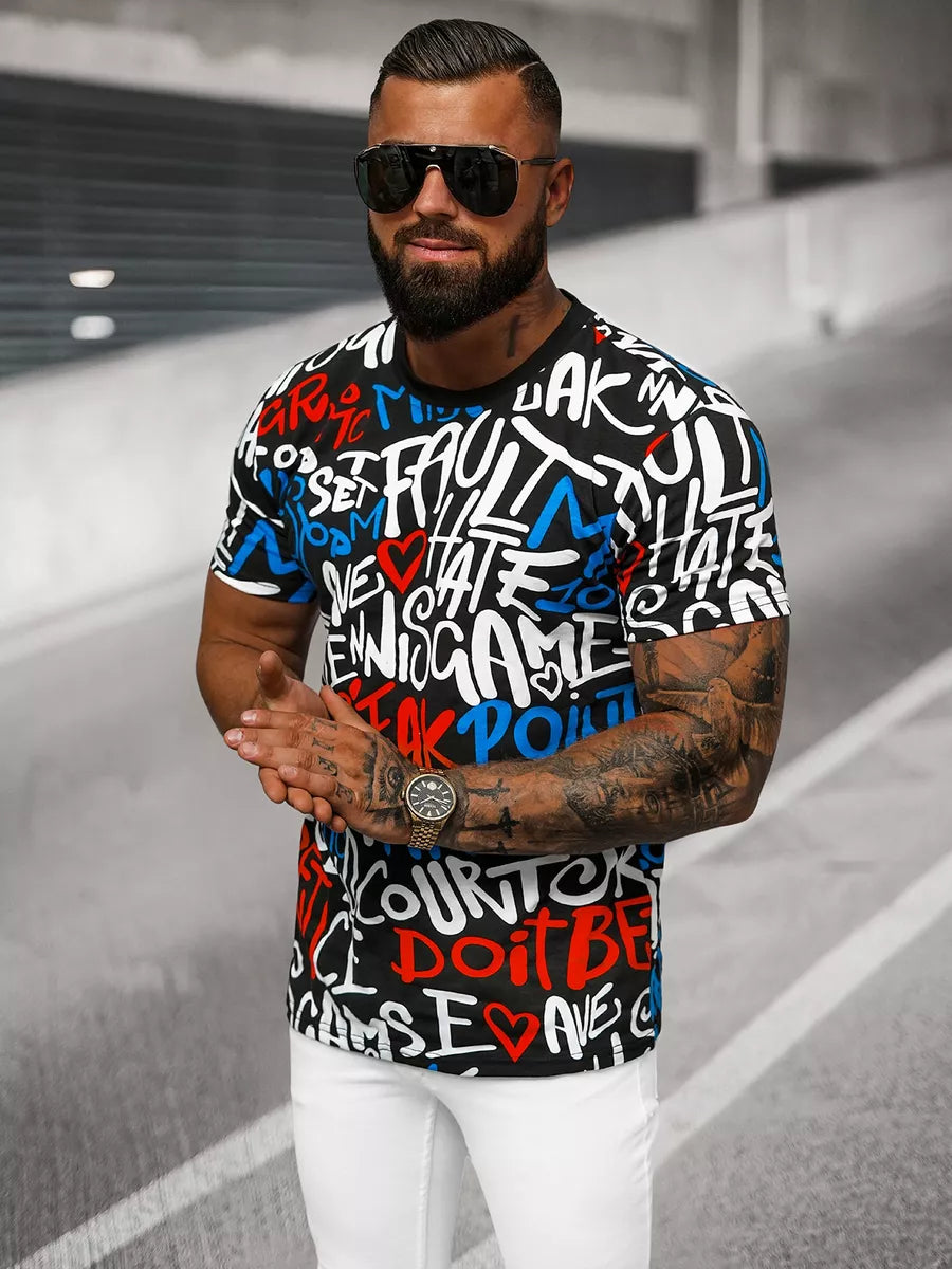 Vyriški juodi marškinėliai su spauda Bett