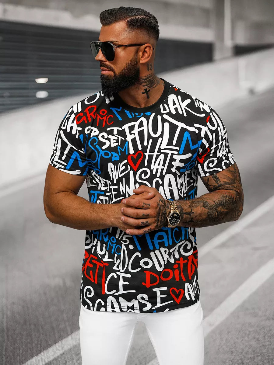 Vyriški juodi marškinėliai su spauda Bett